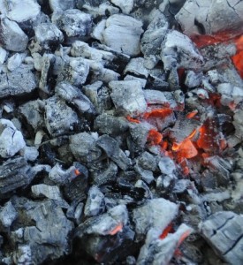 wood fire hot coals for cooking