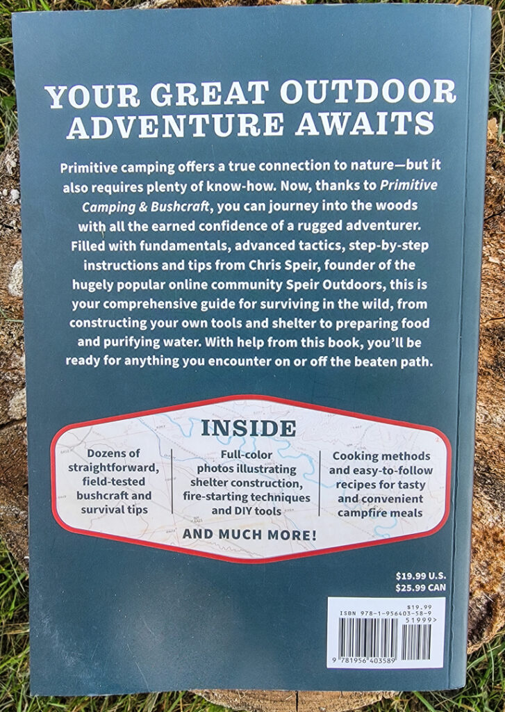 Back cover - Primitive Camping & Bushcraft by Chris Speir